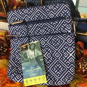 NWT Travelon BOHO Anti-Theft Collection Slim Crossbody, Mosaic Tile